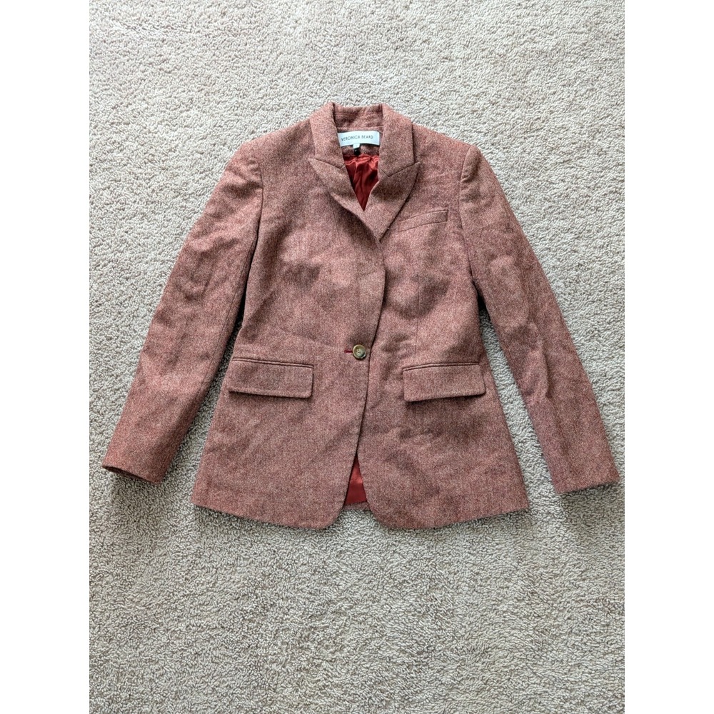 Veronica Beard Vega Dickey Wool Jacket Red Oak Melange Size 4 EUC Designer